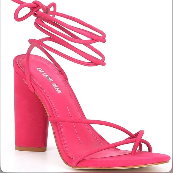 Gianni Bini pink block heels lace up - Picture 1 of 4